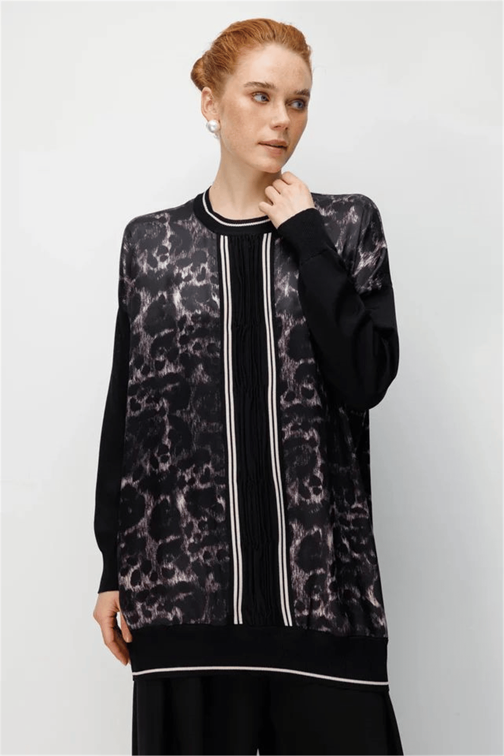 Ghisa 26KÖRPNK4148 Kadın Leopar Desenli Tunik
