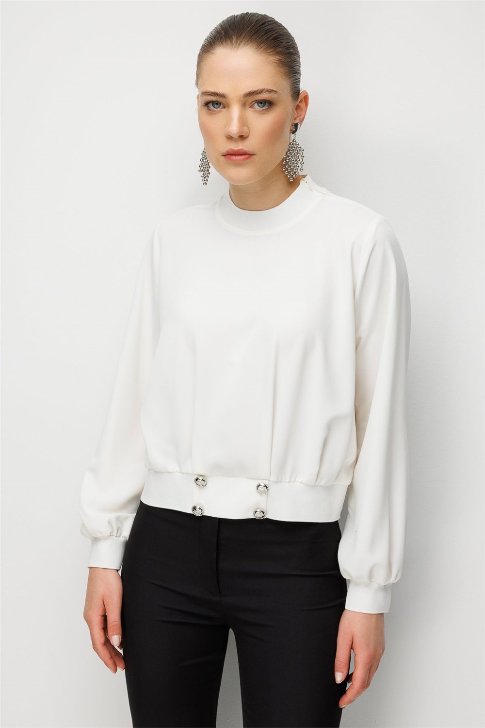 Ghisa 3610T4424 Kadın Düğme Detaylı Kısa Tunik