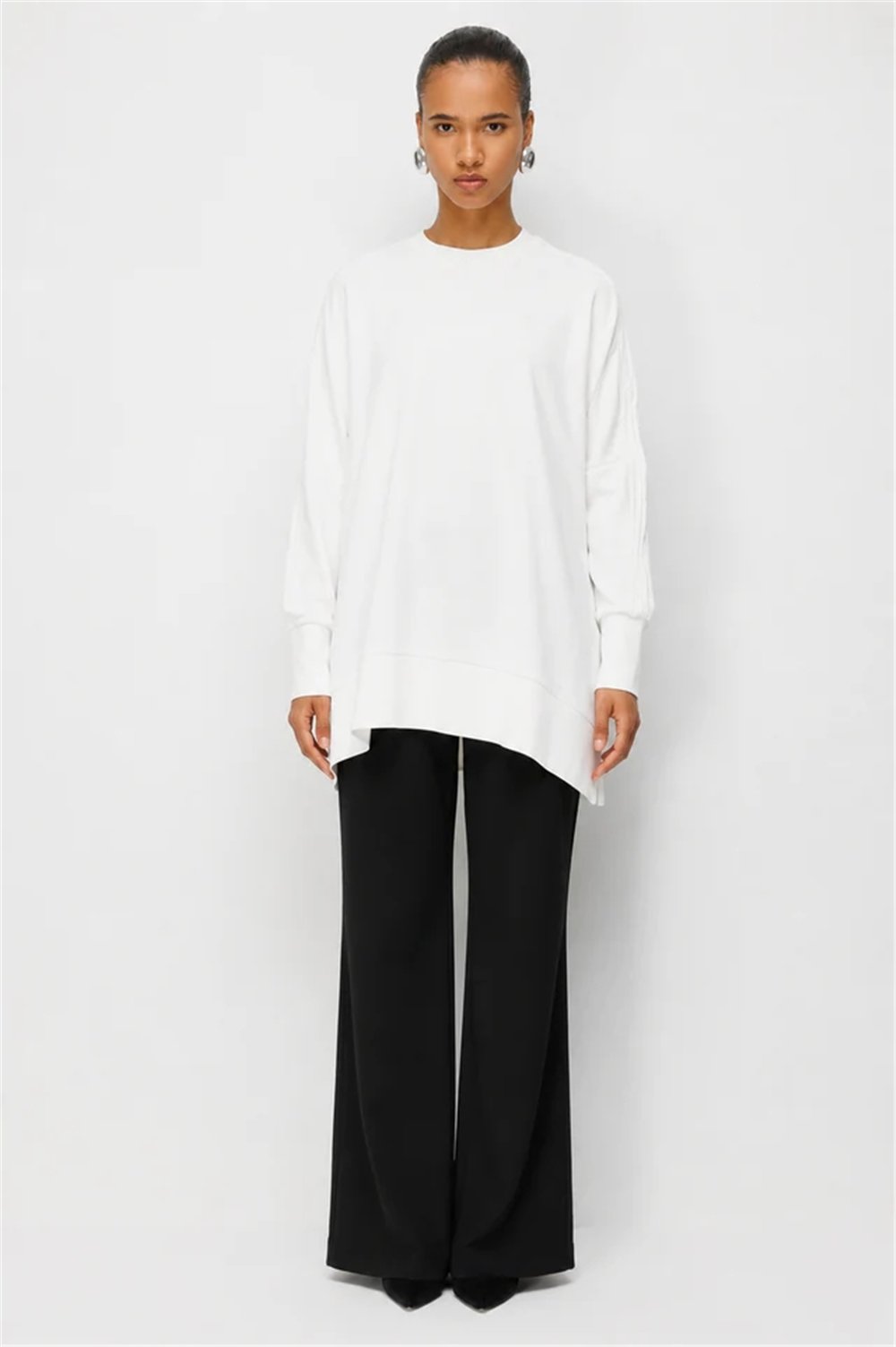 Ghisa 3610T4831 Kadın Kol Detaylı Oversize Tunik