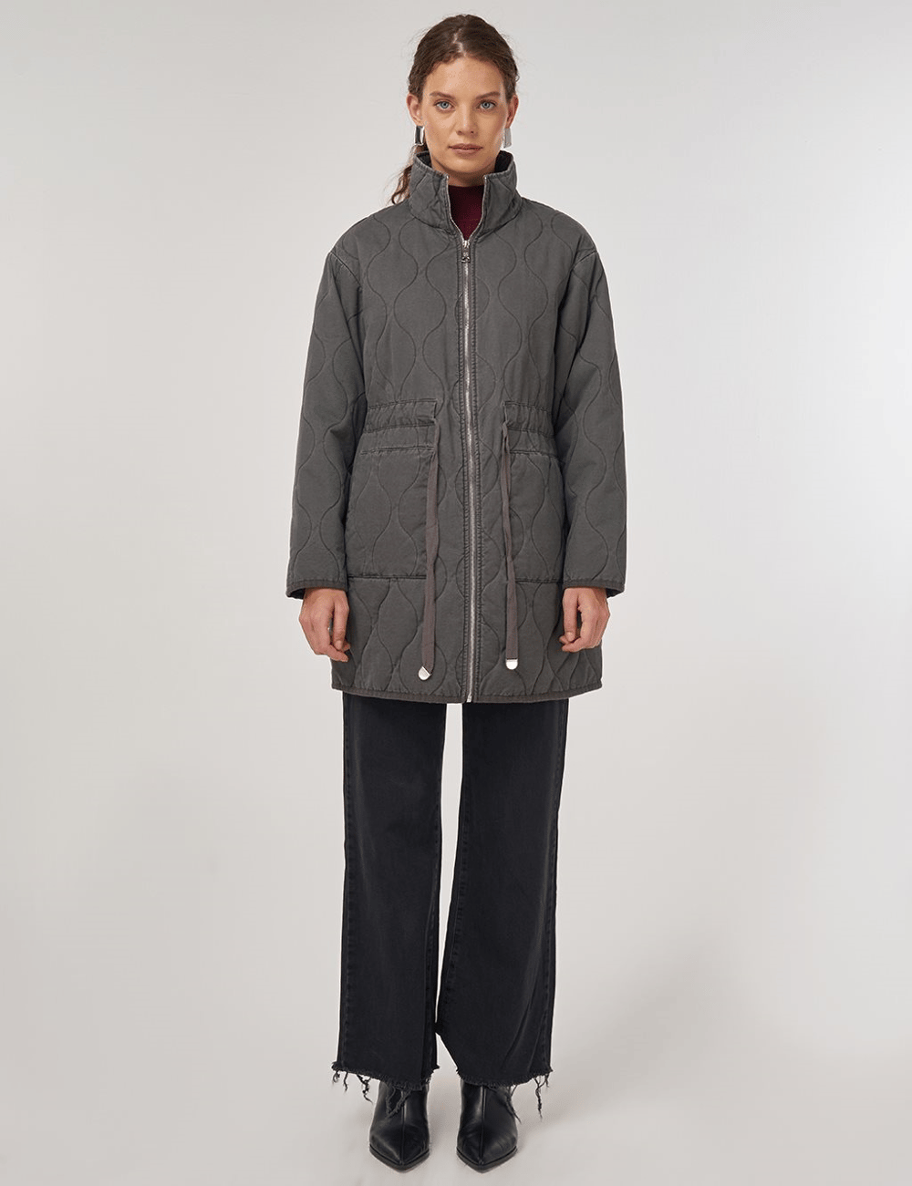 Kayra KA-A25-27348 Kadın Dalgalı Desenli Mont