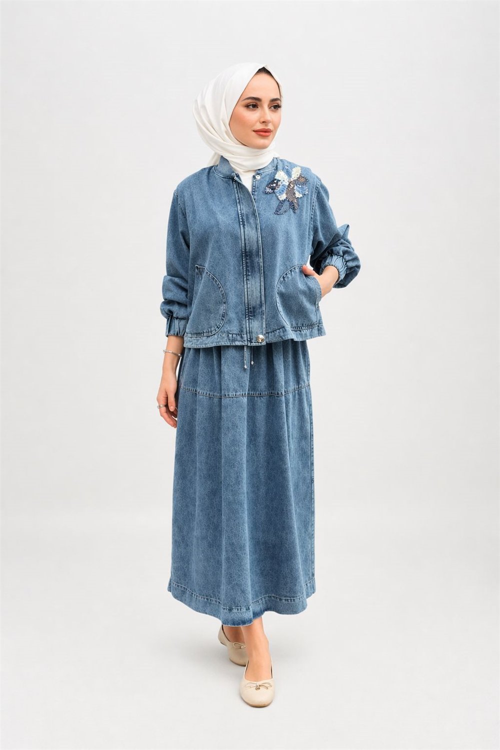 Kayra  KA-B26-16030  Kadın Alt Üst Denim Takım