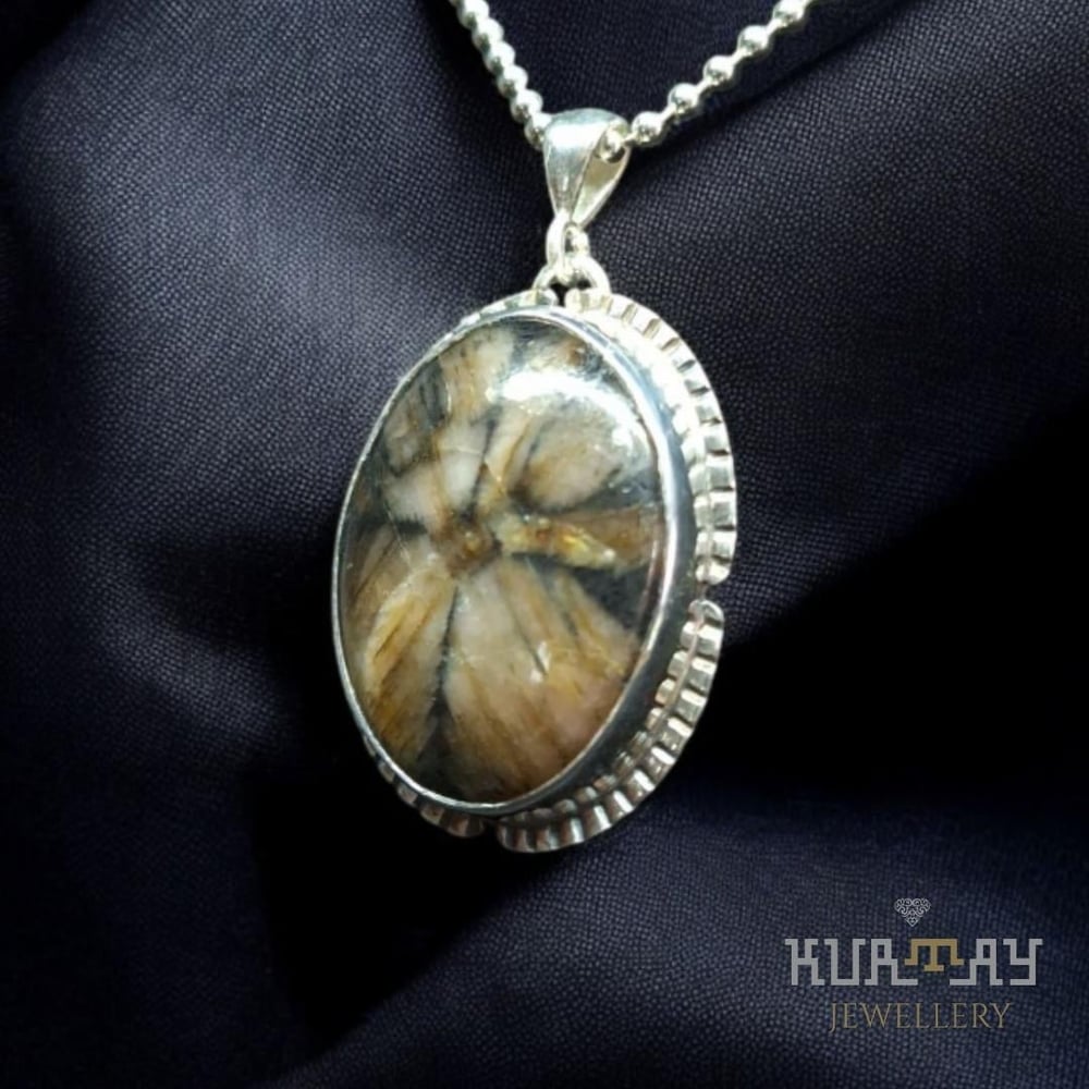 CHIASTOLITE GEMSTONE 925 STERLING SILVER PENDANT