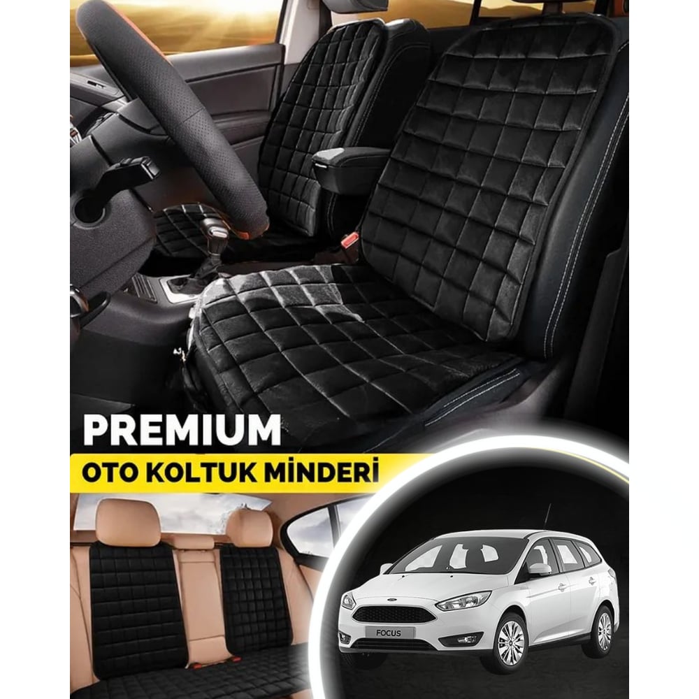 Ford Focus 2  Koltuk Minder Ortopedik Cepli Araç ve Kılıf Seti–Tam Uyumlu,Siyah Renk