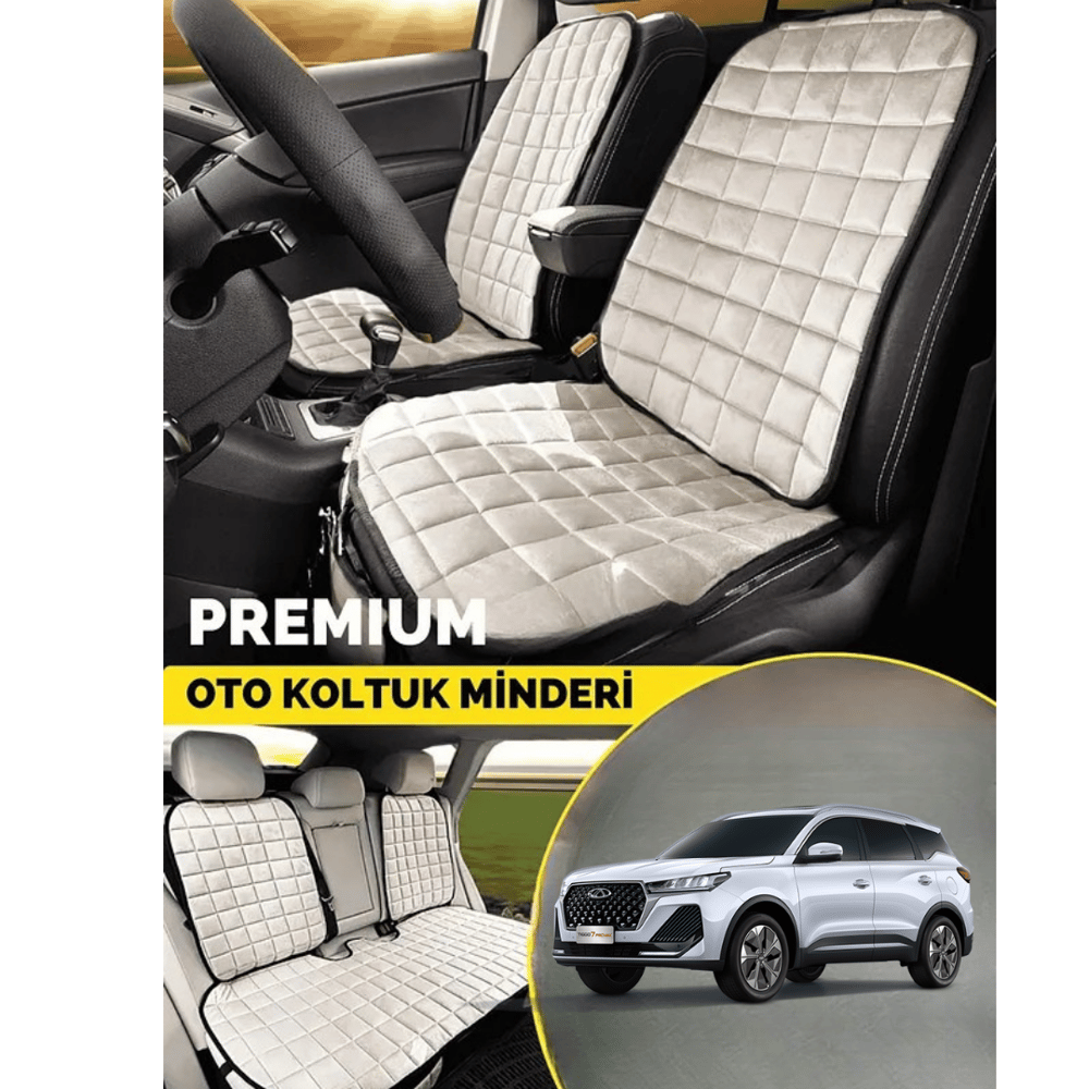 Tiggo 7 Pro Koltuk Minderi Ortopedik Cepli Araç  ve Kılıf Seti – Tam Uyumlu, Bej Renk, Konforlu Tasarım