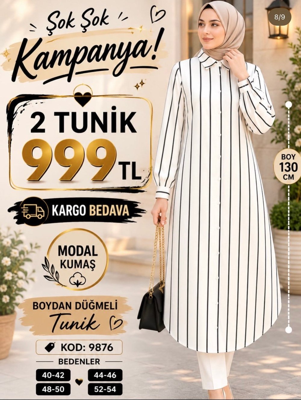 1 ALANA 1 BEDAVA 1000 TL KARGO BEDAVA MODAL KUMAŞ BOYDAN DÜĞMELİ TUNİK  SİYAH ÇİZGİLİ