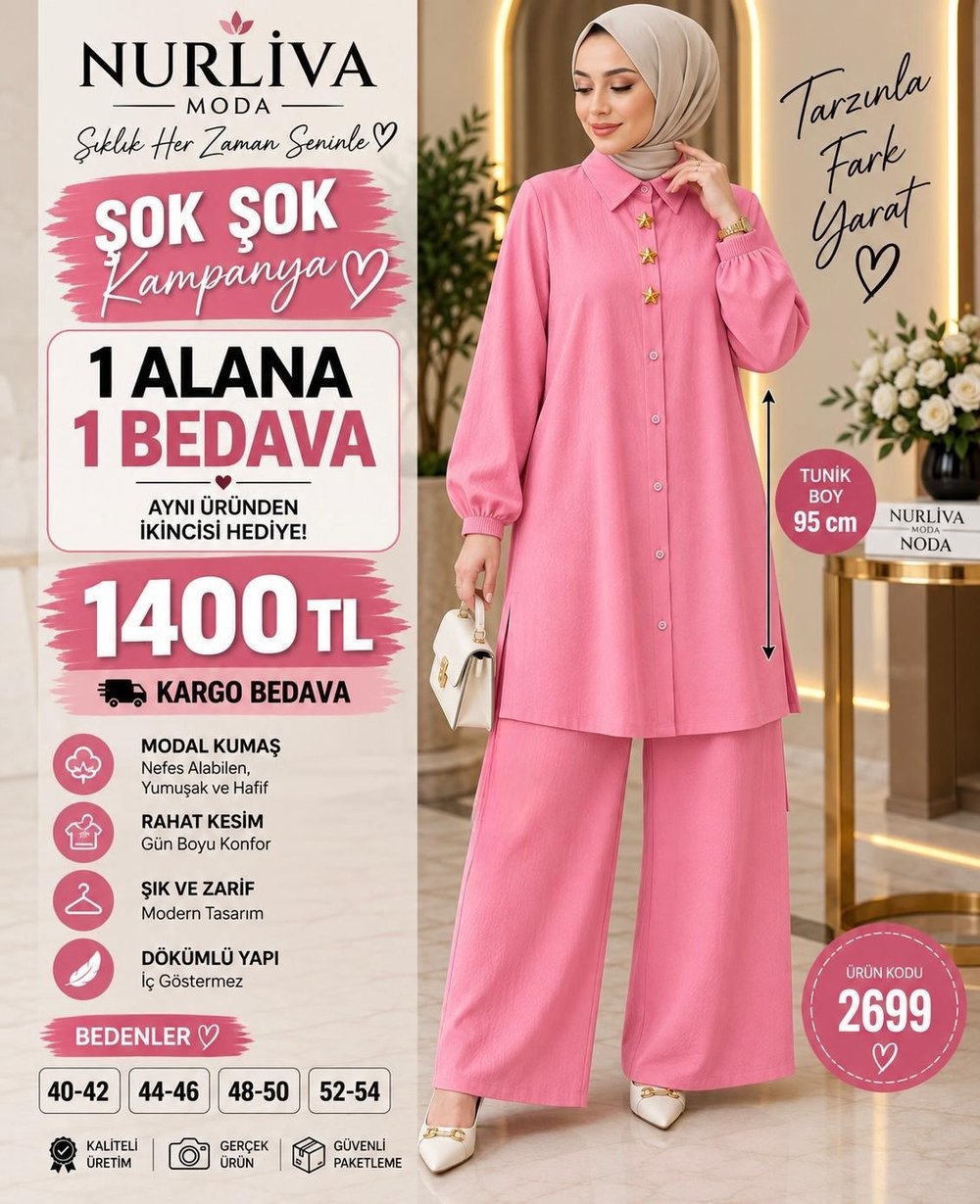 1 ALANA 1 BEDAVA 1400 TL KARGO BEDAVA MODAL KUMAŞ BOYDAN DÜĞMELİ PANTOLON TAKIM PEMBE 