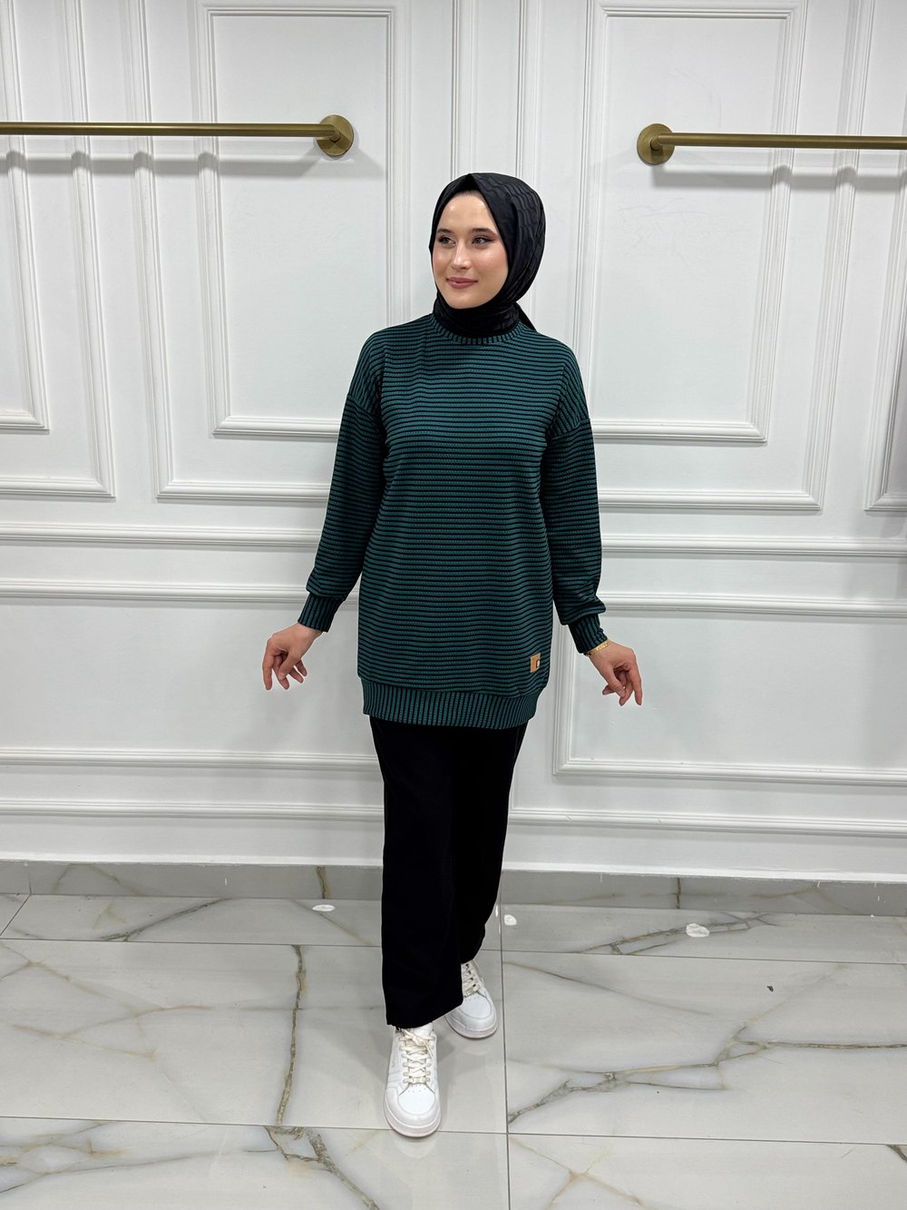 8974 BURGU OYSHO KUMAŞ TUNİK YEŞİL
