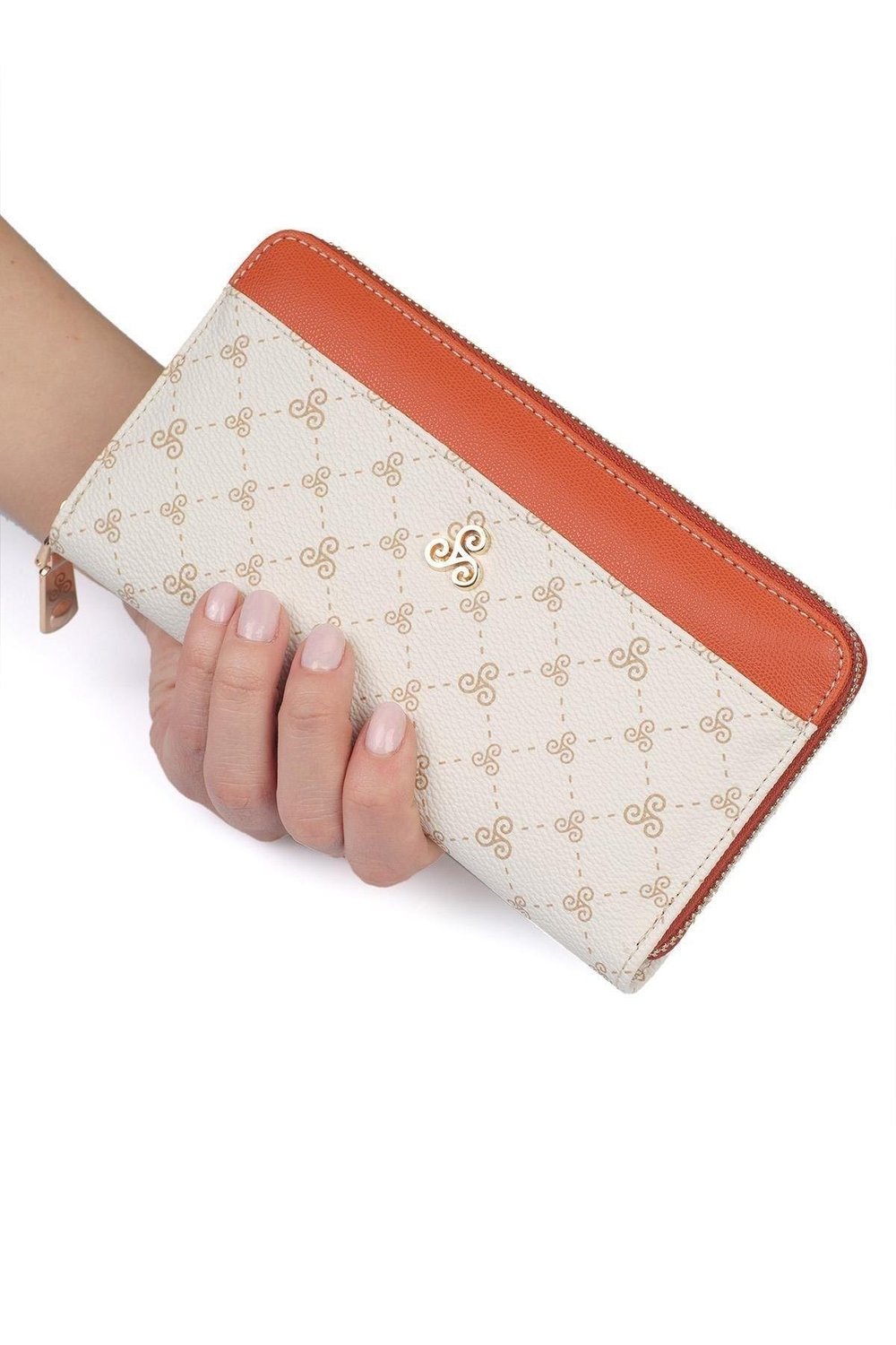 Çok Bölmeli Bol Gözlü Fermuarlı Kadın Cüzdan & Kartlık Logolu YC100004SLG