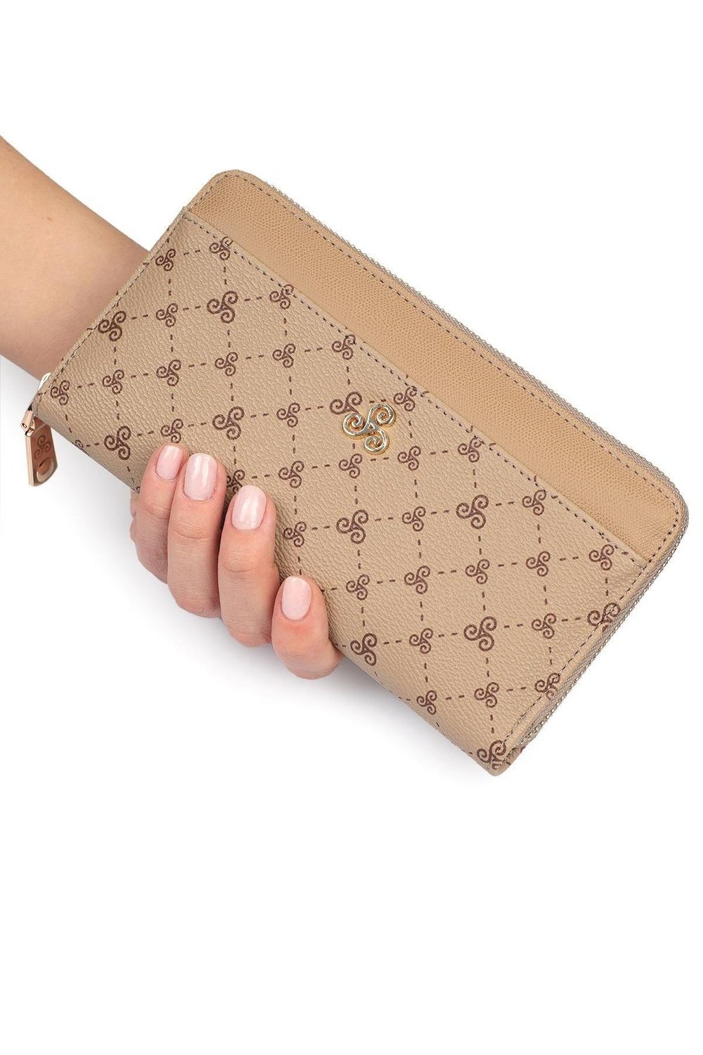 Çok Bölmeli Bol Gözlü Fermuarlı Kadın Cüzdan & Kartlık Logolu YC100004SLG