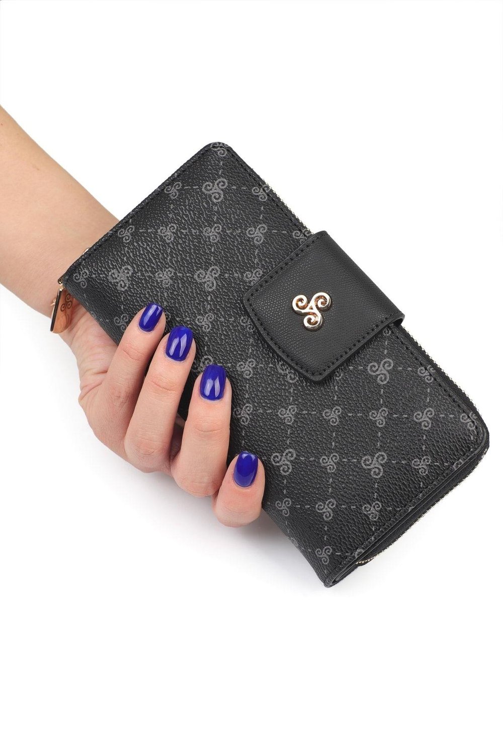 Çok Bölmeli Bol Gözlü Fermuarlı Logolu Kadın Cüzdan & Kartlık YC100005SLG