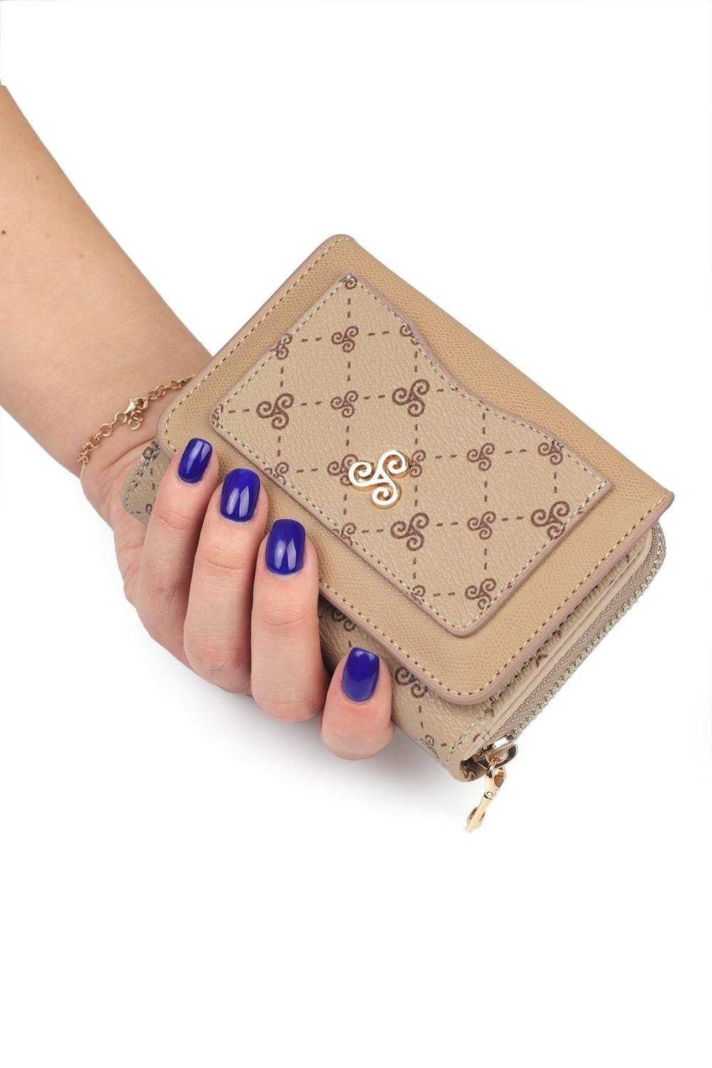 Çok Bölmeli Bol Gözlü Fermuarlı Logolu Kadın Cüzdan & Kartlık YC100001SLG