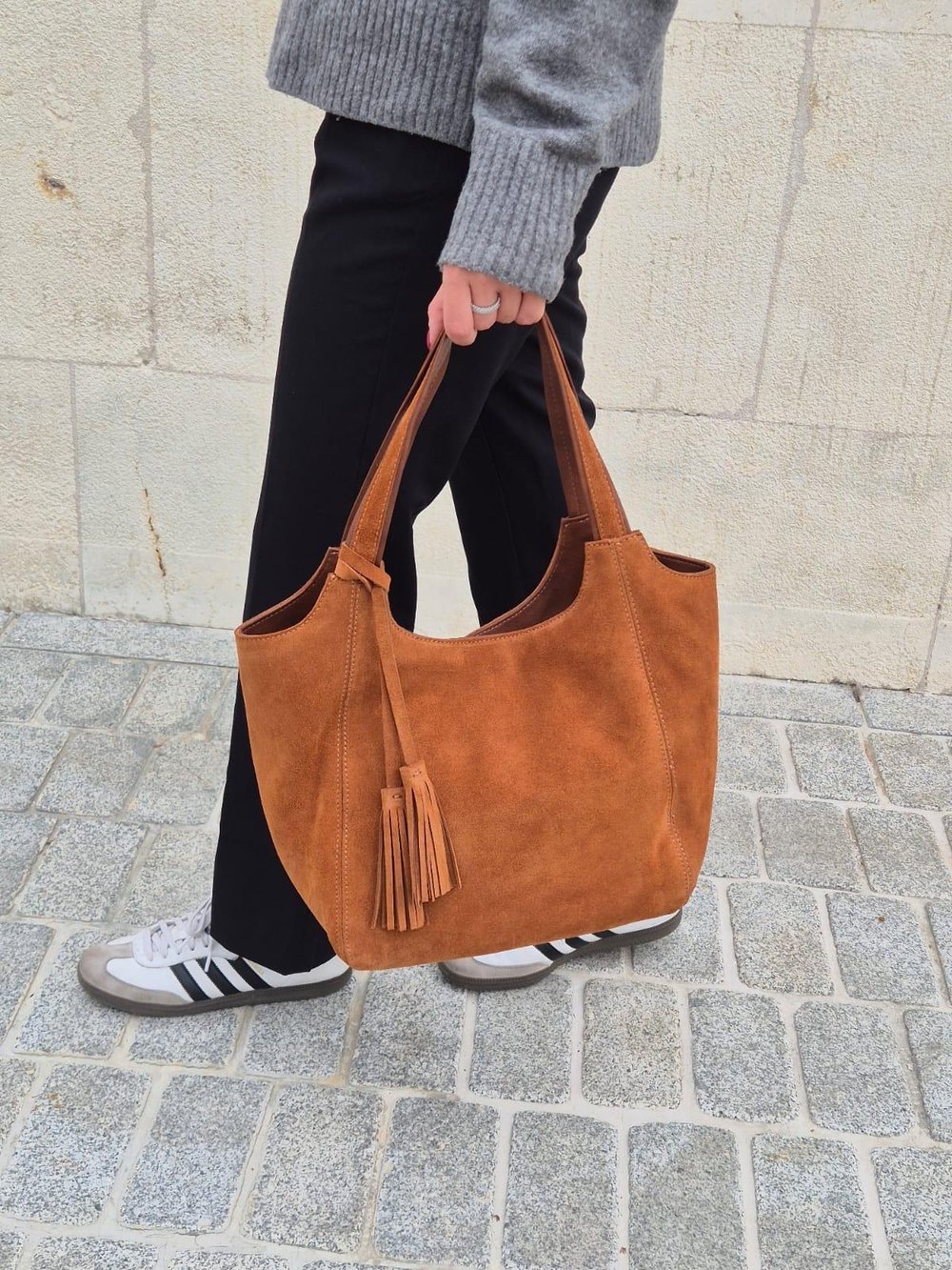 HakikiSüet Deri Kadın Omuz Çantası YC012079HSD