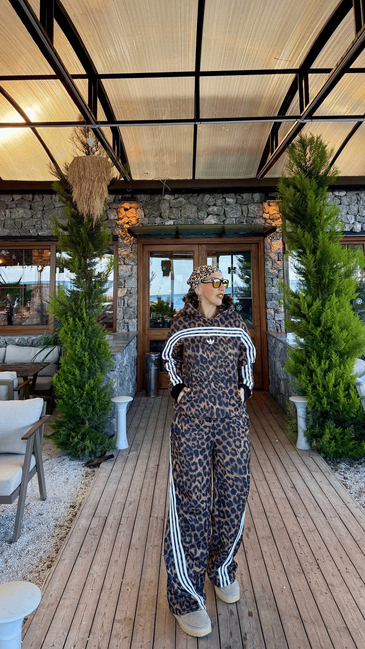 Kahverengi Leoparlı Eşofman Takımı  - 1165