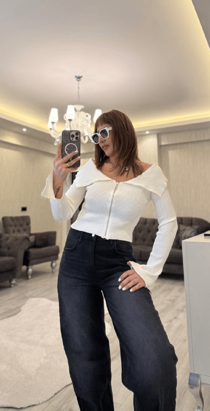 Siyah Geniş Paça Widleg Jean - 1166