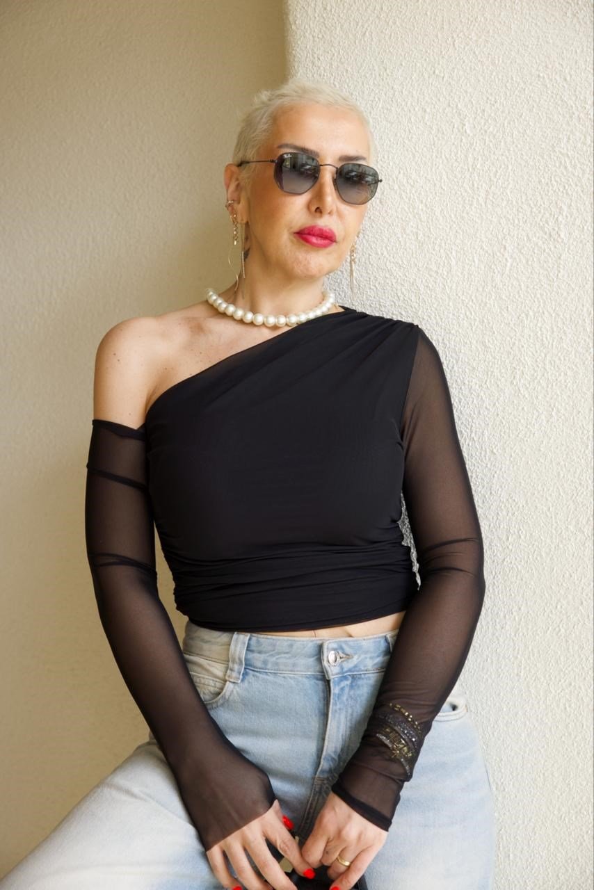 Siyah Şifon Bluz - 1236