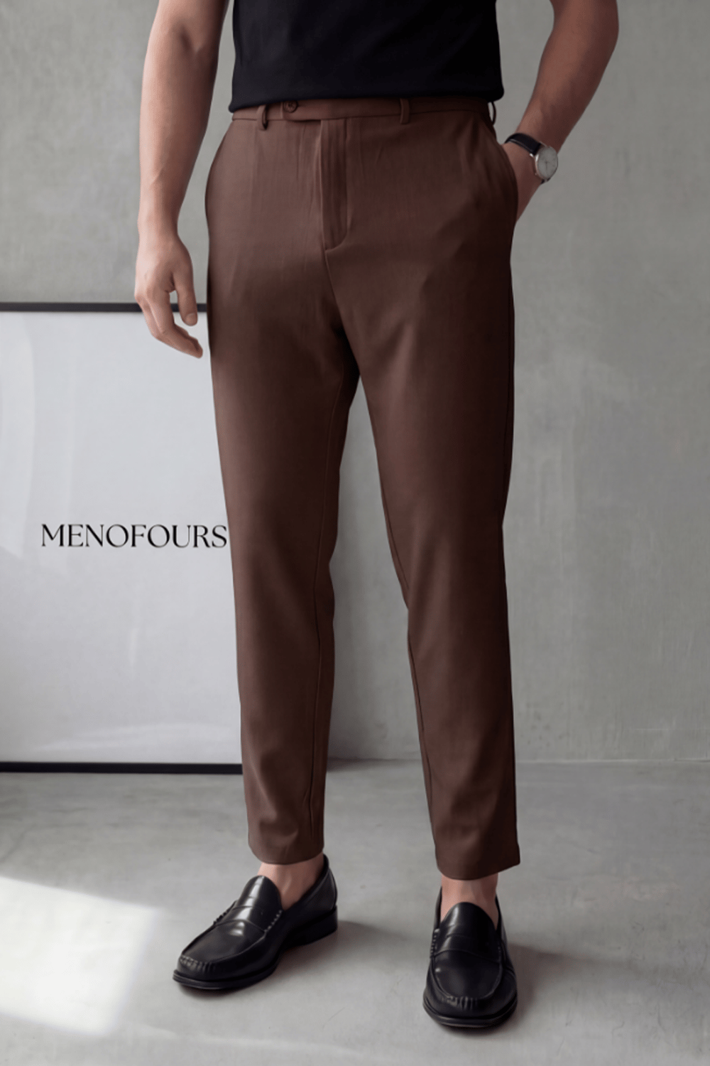 Erkek Regular-Fit Premium Kalite Old Money Kumaş Pantolon Acı Kahverengi