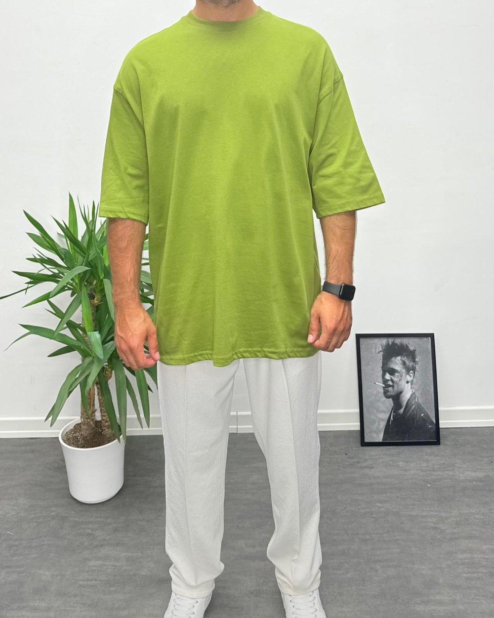 Oversize Basic T-Shirt Yeşil