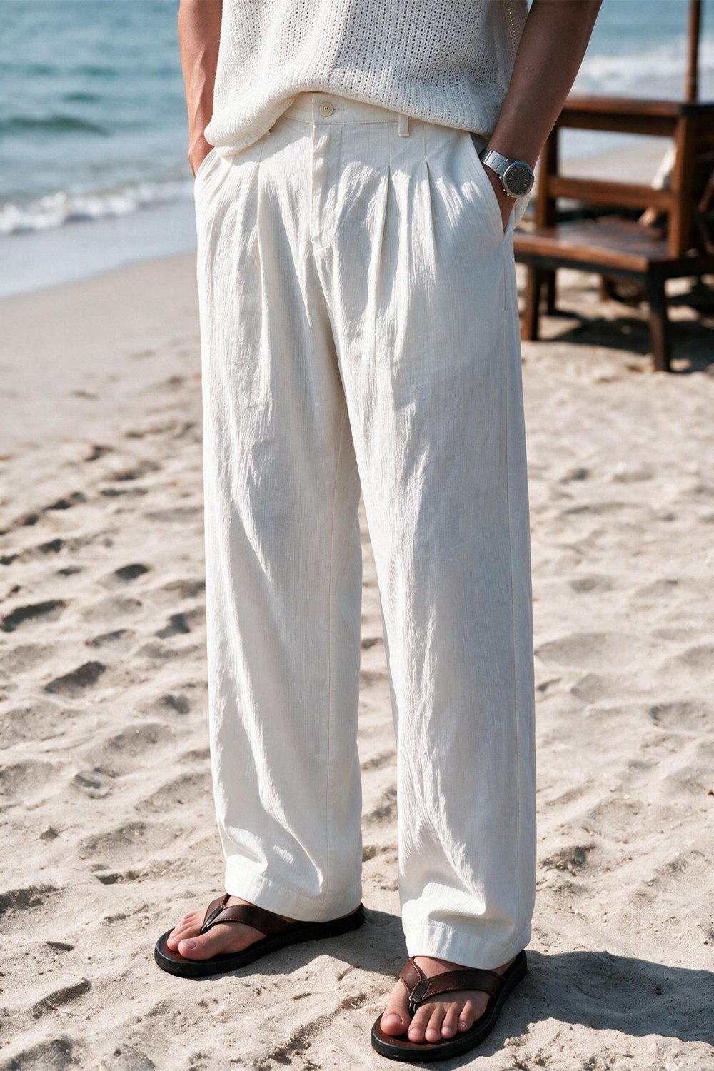Siena Erkek Premium Çift Pile Detaylı Keten Baggy Pantolon