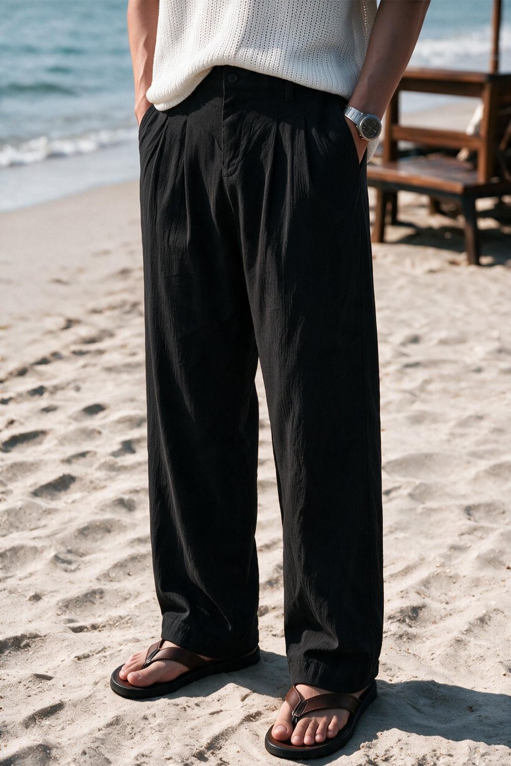Siena Erkek Premium Çift Pile Detaylı Keten Baggy Pantolon