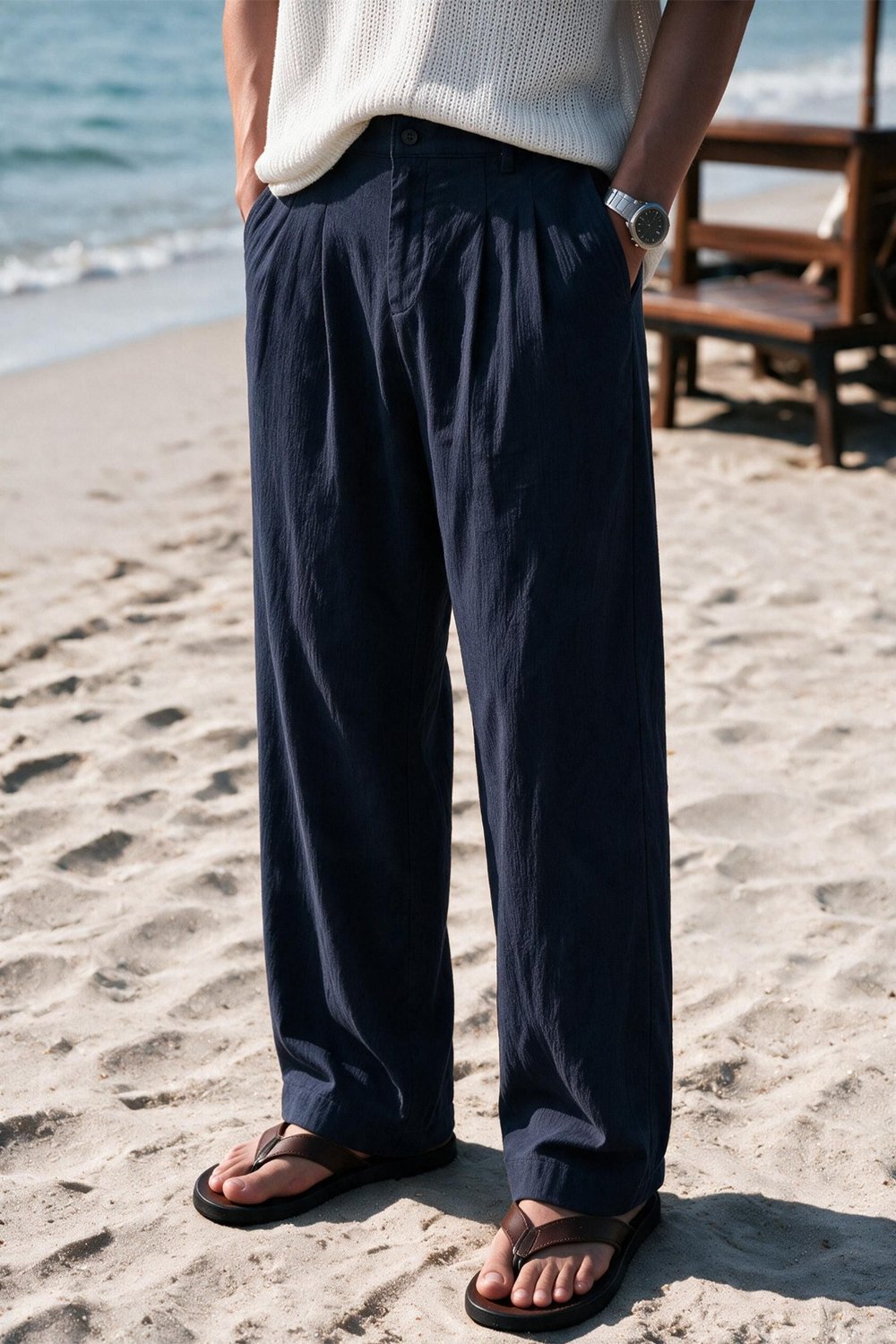 Siena Erkek Premium Çift Pile Detaylı Keten Baggy Pantolon