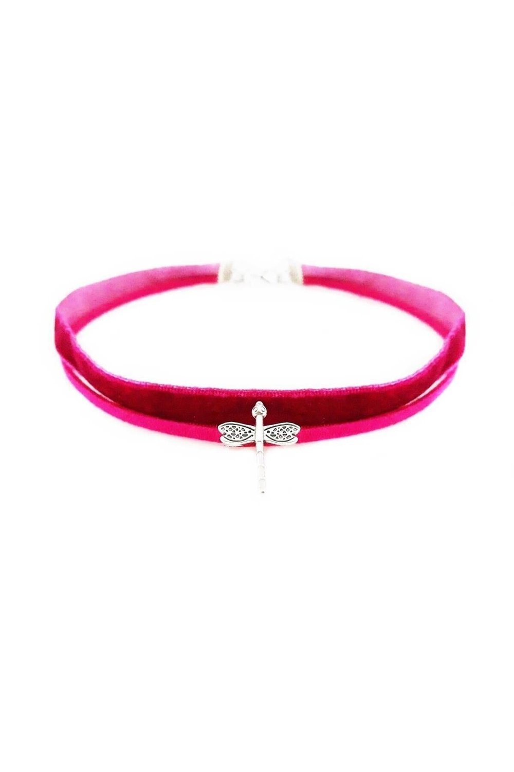 Fuşya Rengi Kadife Kadın Yusufcuk Choker Kolye