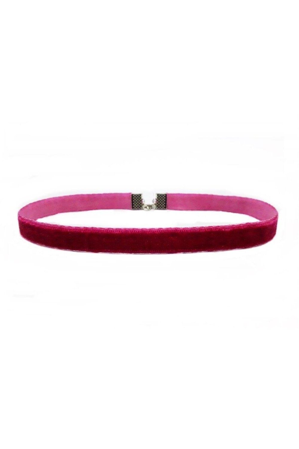 Fuşya Renk Kadife Choker Kadın Tasma Kolye