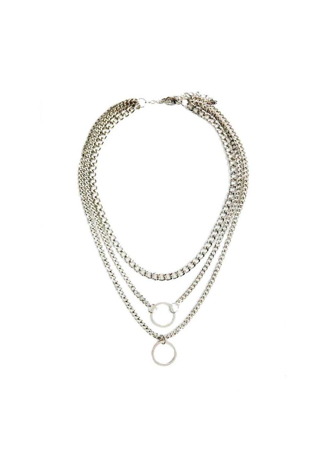 Gümüş Renk Çoklu Kadın Choker & Round Kolye