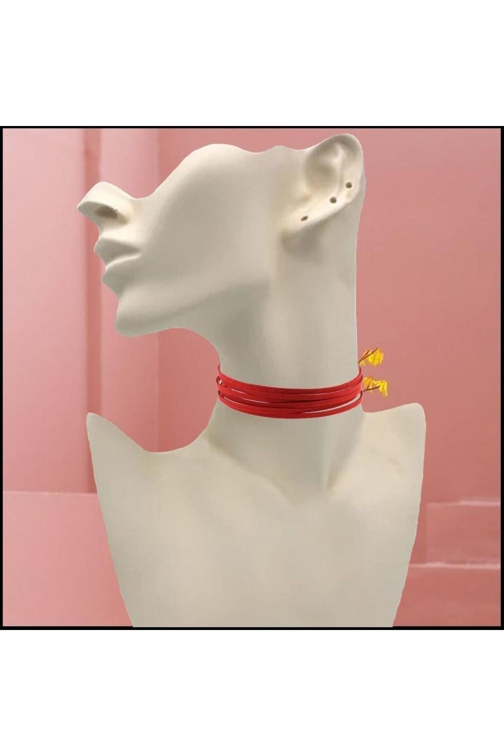 Kırmızı Renk Kadın Süet Choker