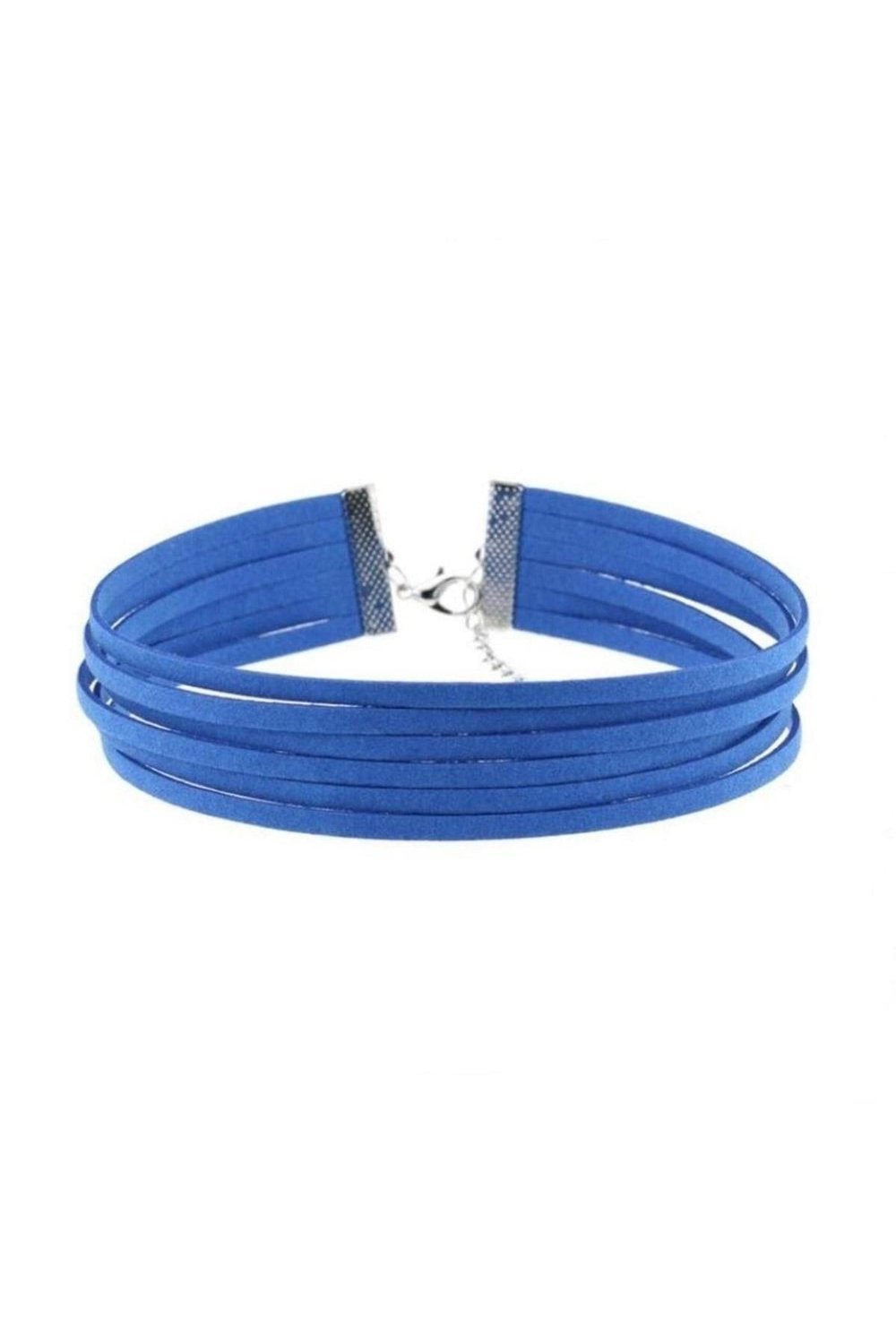 Mavi Renk Kadın Süet Choker