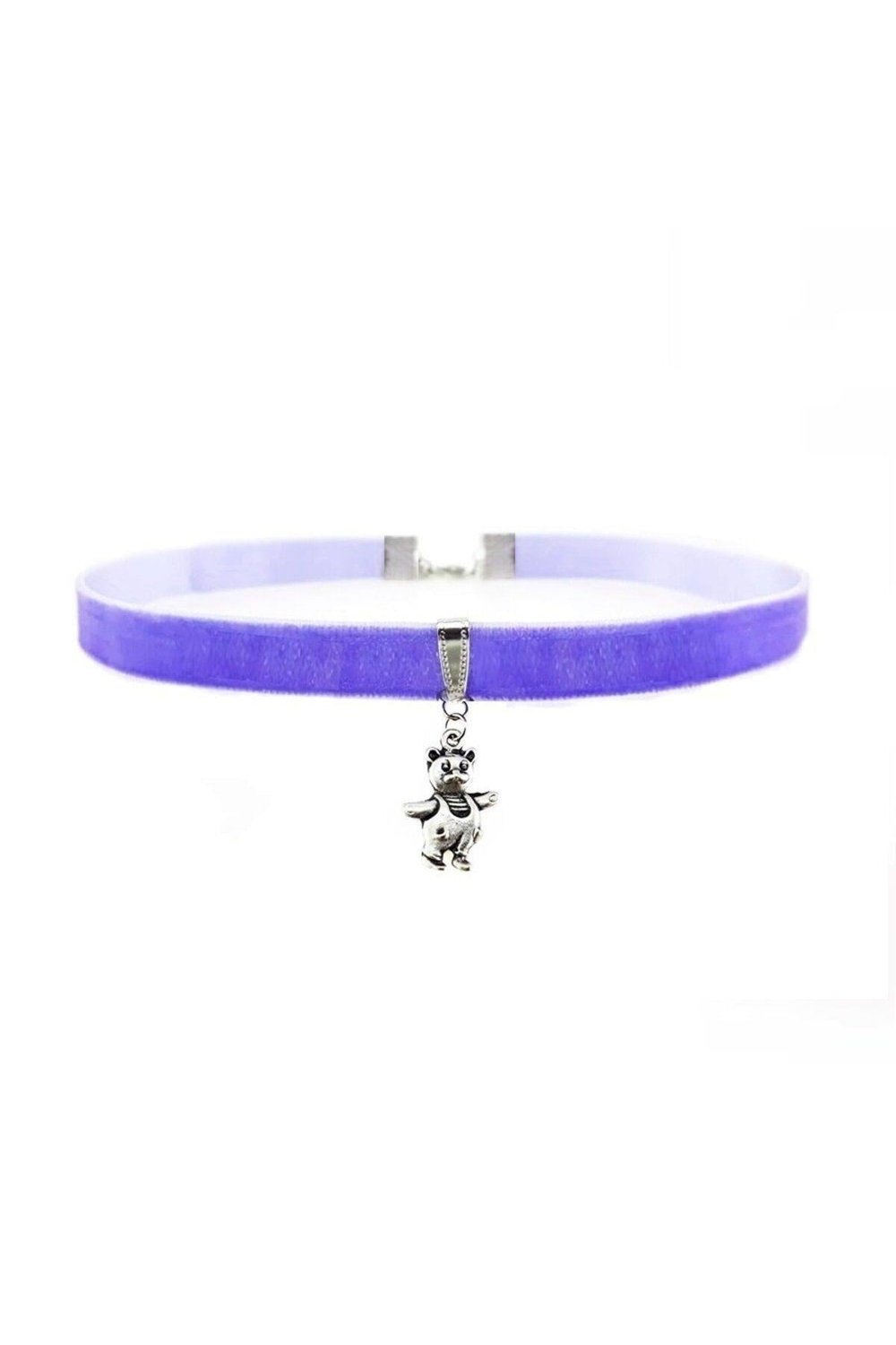 Mor Renk Kadife Ayıcık Choker Kolye