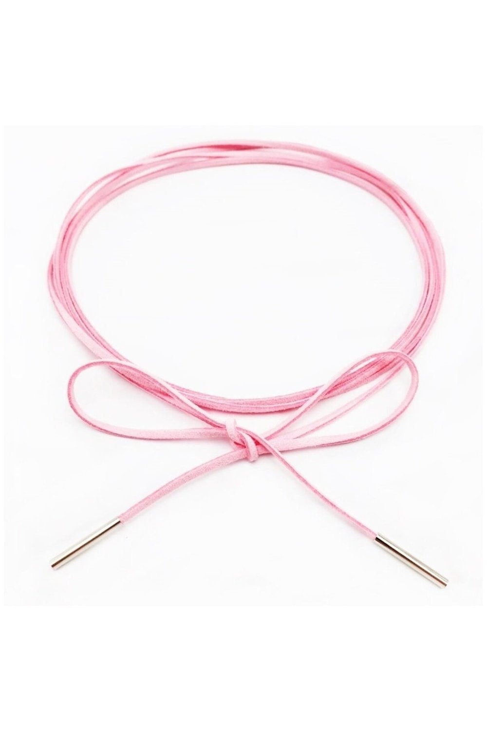Pembe Renk Kadın Süet Bağcıklı Choker Kolye