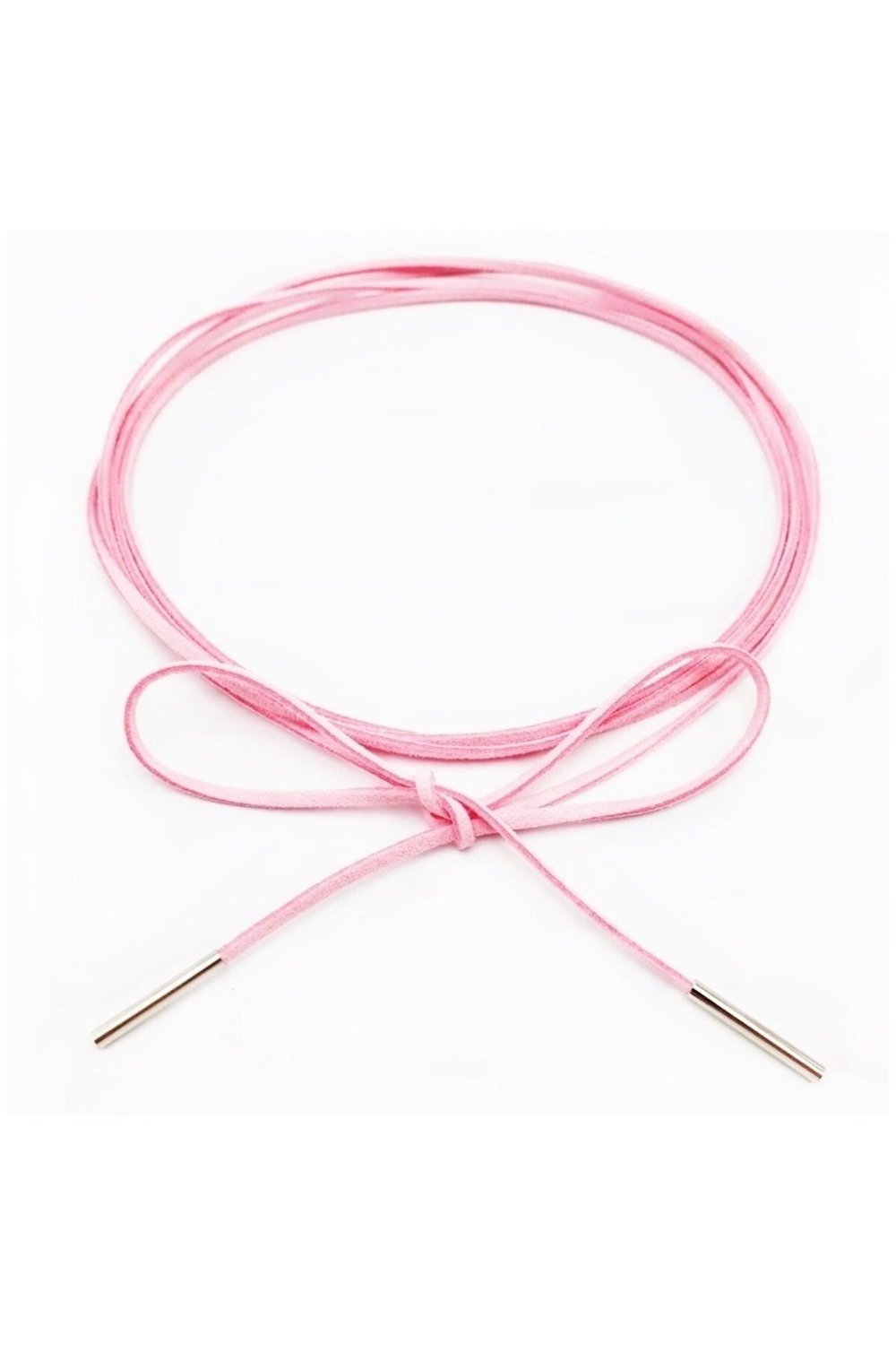 Pembe Renk Kadın Süet Bağcıklı Choker Kolye