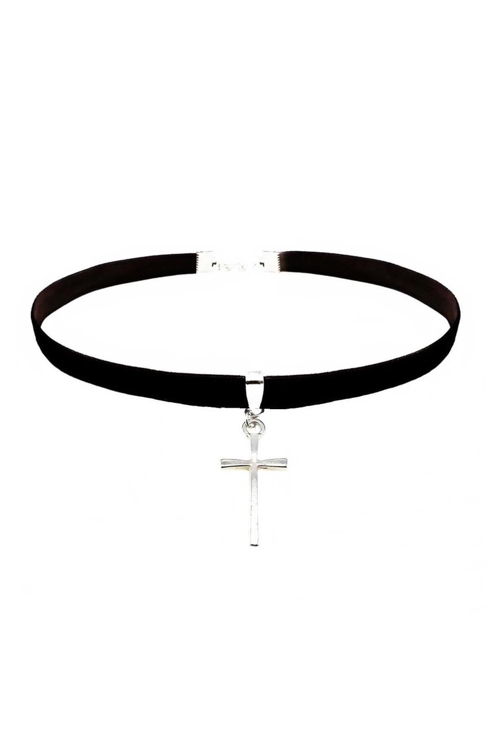 Siyah Kadife Kadın Haç Choker Kolye