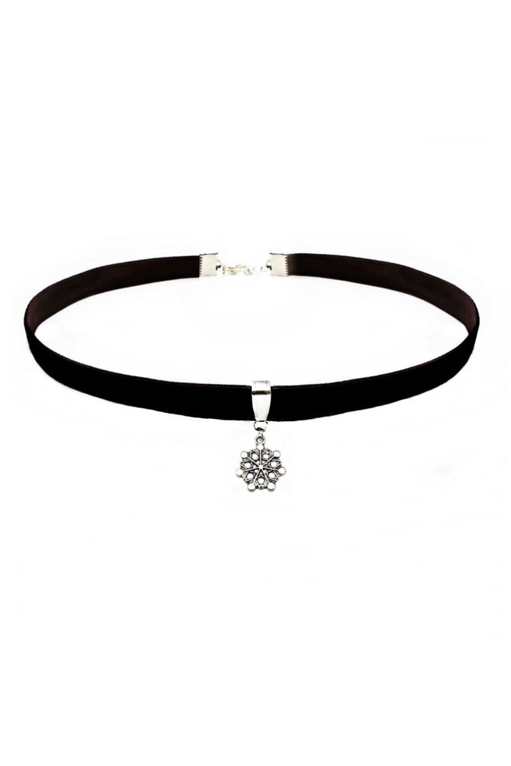 Siyah Kadife Kar Tanesi Kadın Choker Tasma Kolye