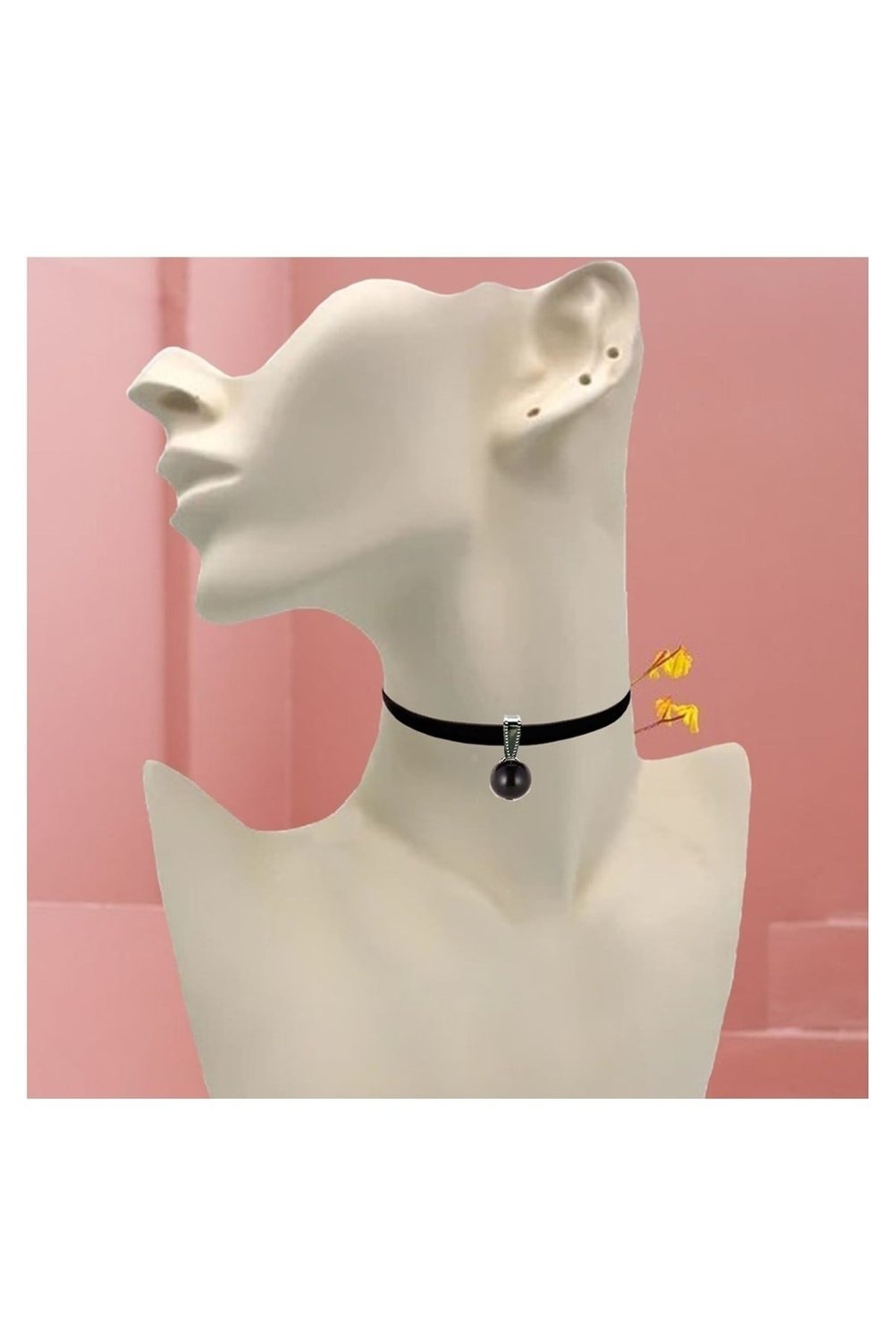 Siyah Kadife Onik Doğal Taş Kadın Choker