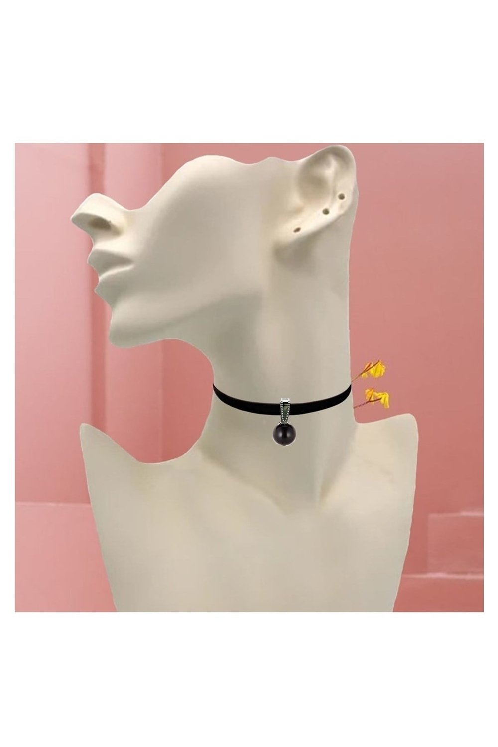 Siyah Kadife Onik Doğal Taş Kadın Choker