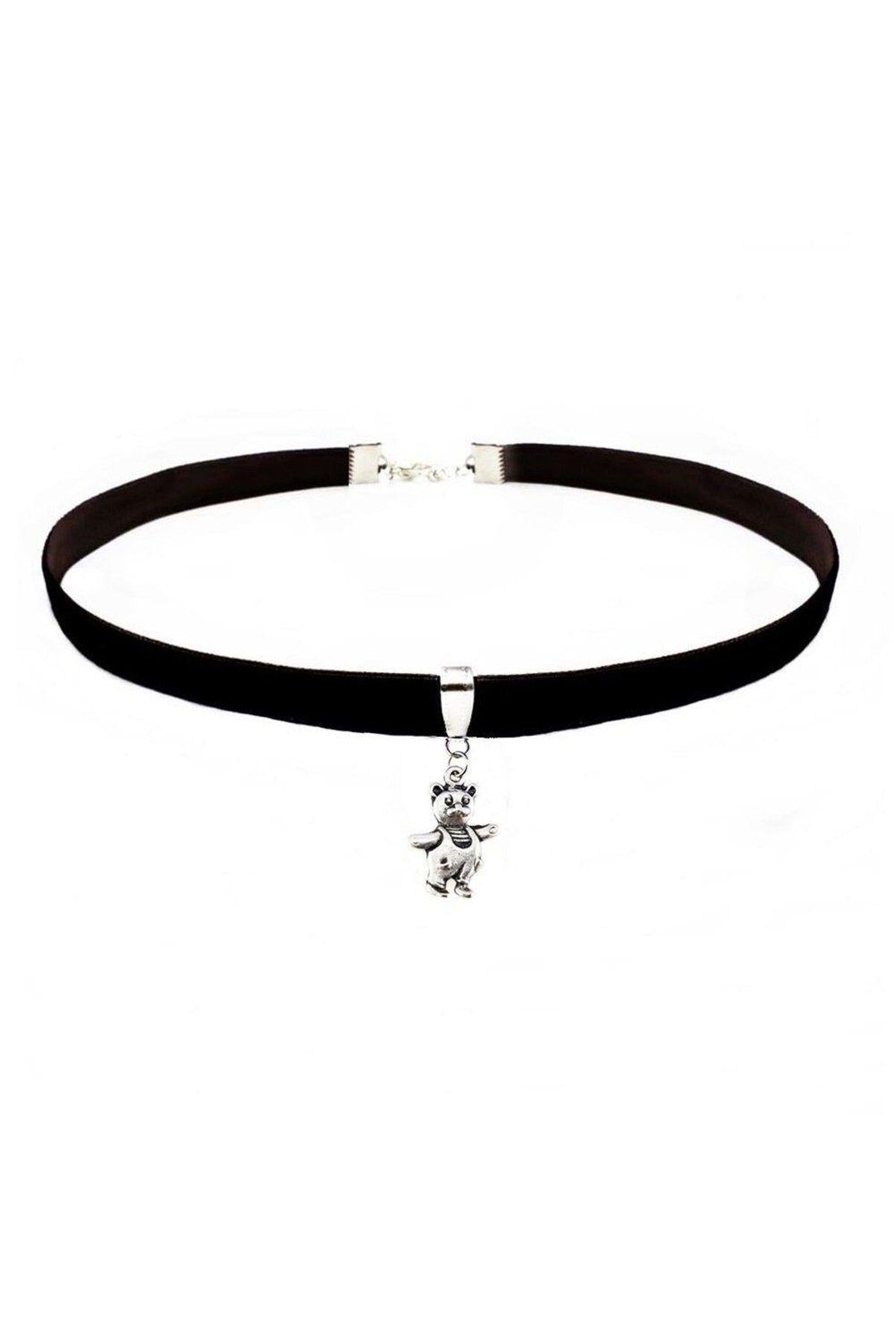 Siyah Renk Kadife Ayıcık Choker Kolye
