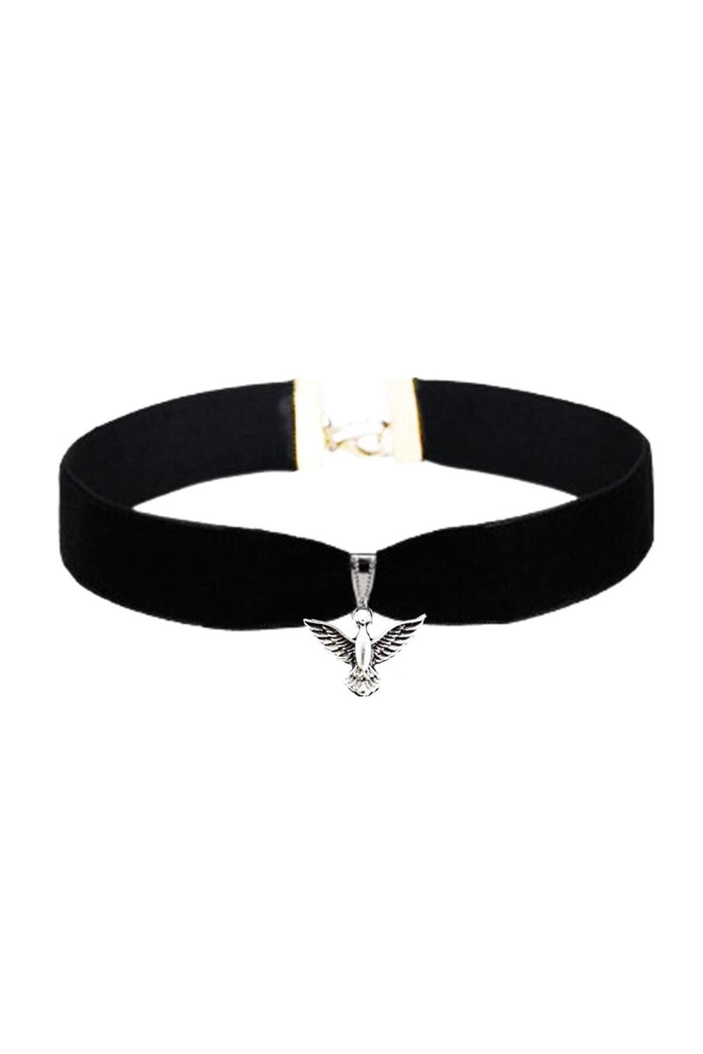 Siyah Renk Kadife Kadın Albatros Kuşu Choker Tasma Kolye