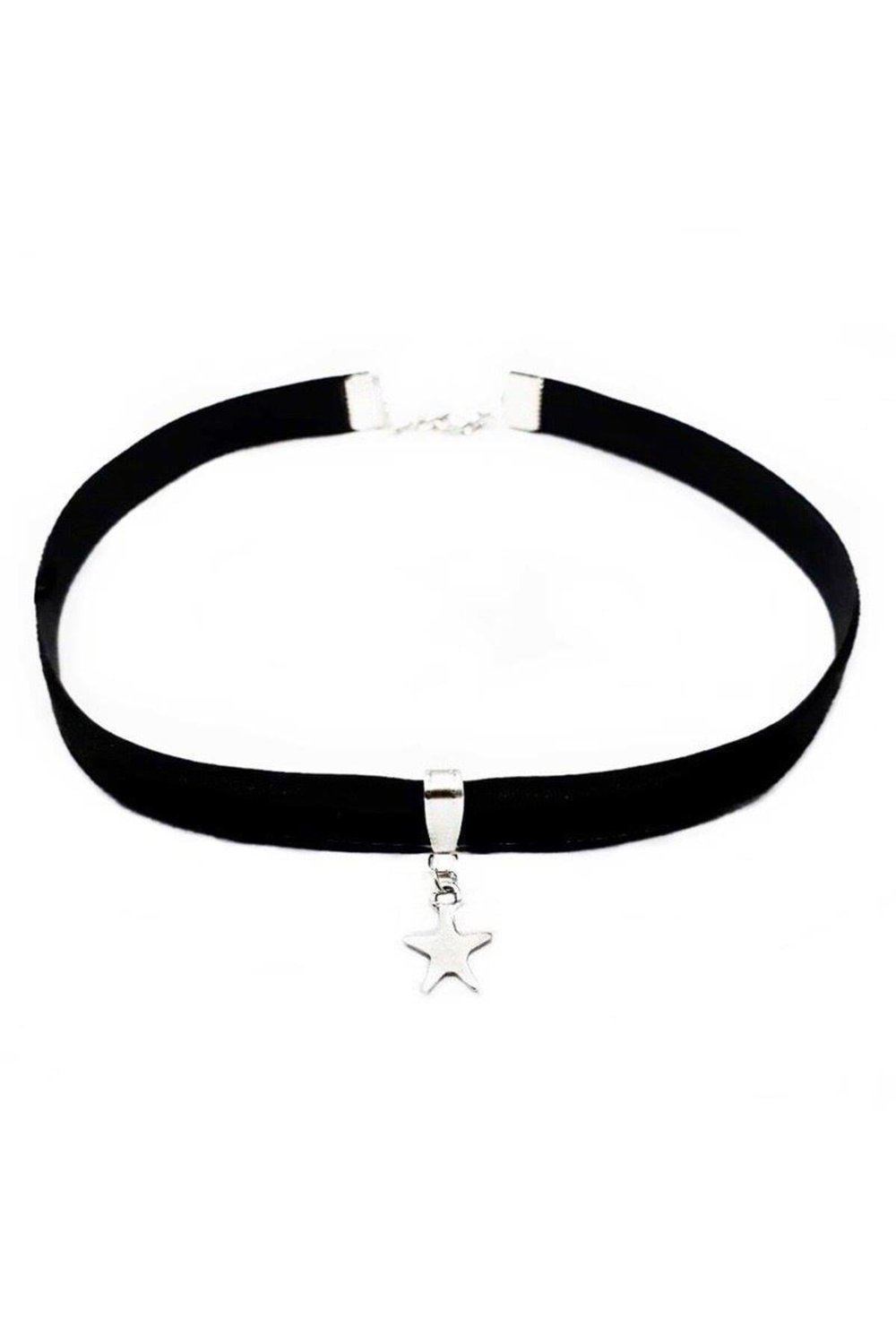 Siyah Renk Kadın Kadife Yıldız Choker