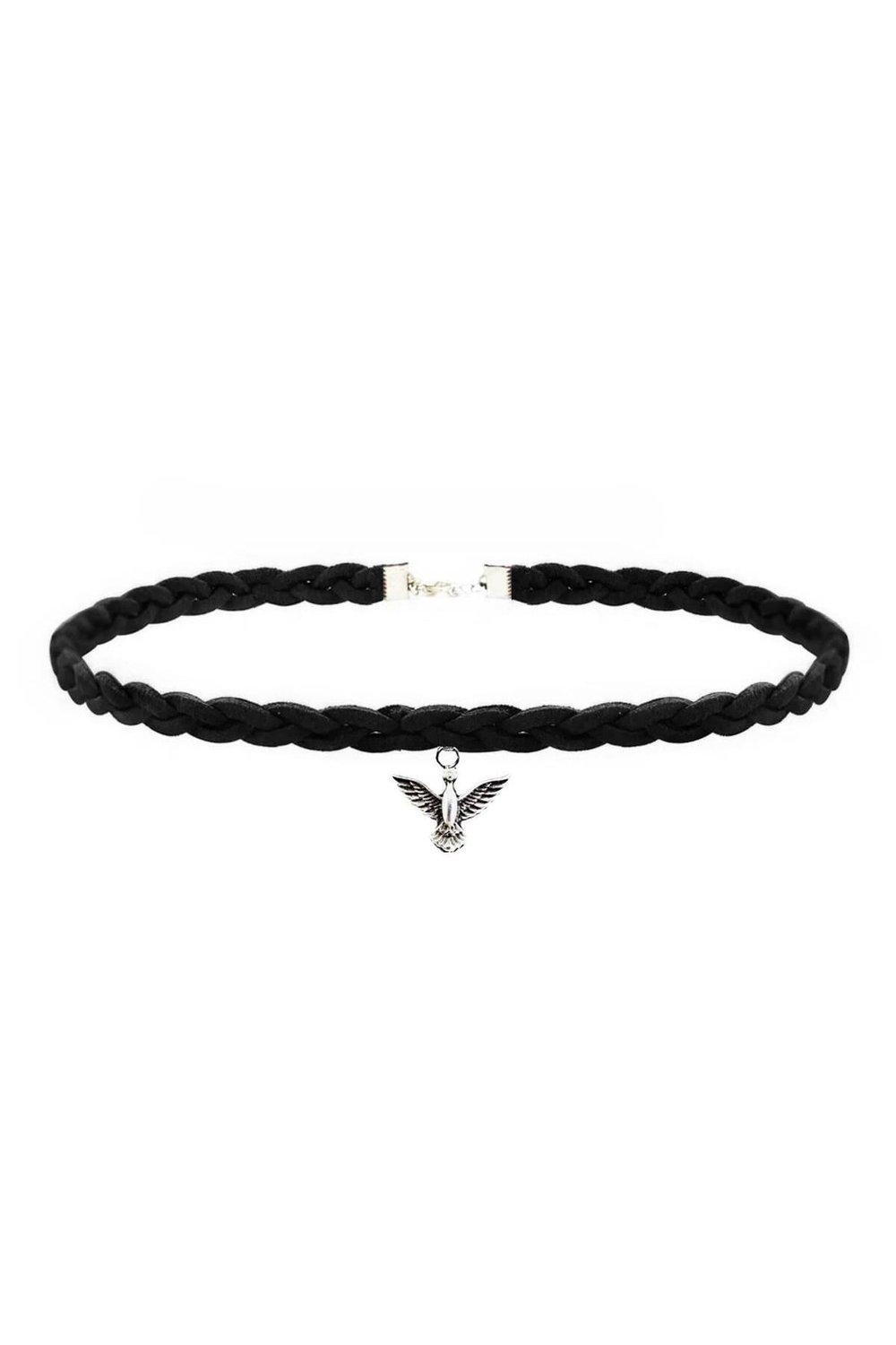 Siyah Süet Saç Örgü Albatros Kuşu Kadın Choker