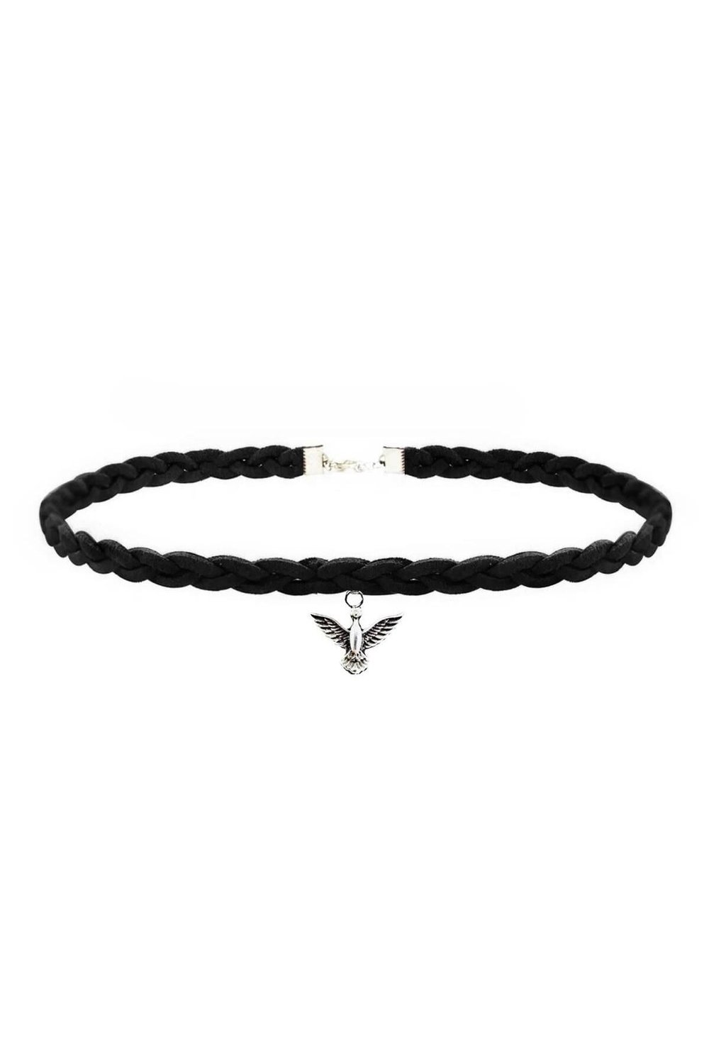 Siyah Süet Saç Örgü Albatros Kuşu Kadın Choker