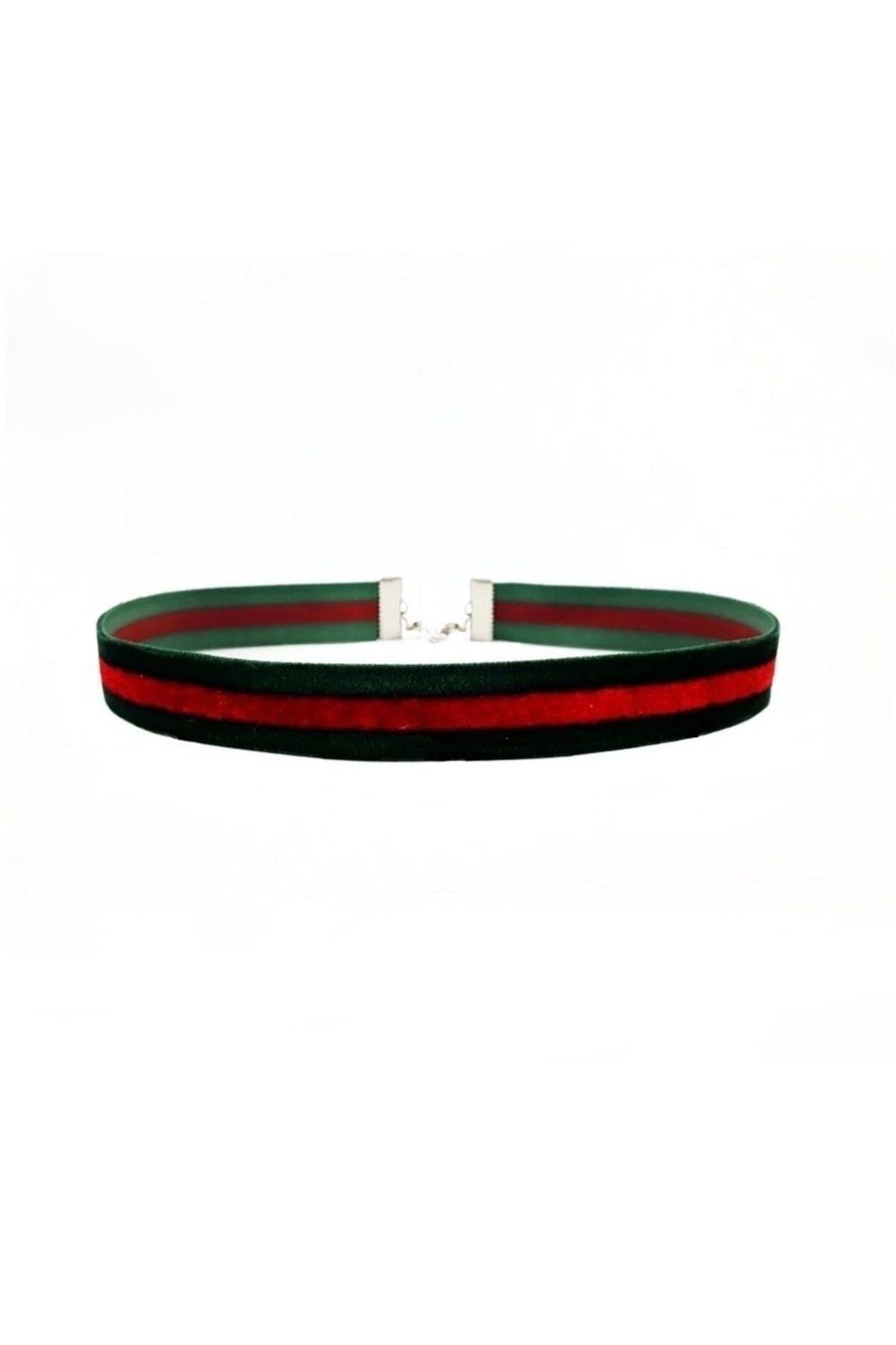 Yeşil - Kırmızı Renk Kadife Choker Kadın Tasma Kolye