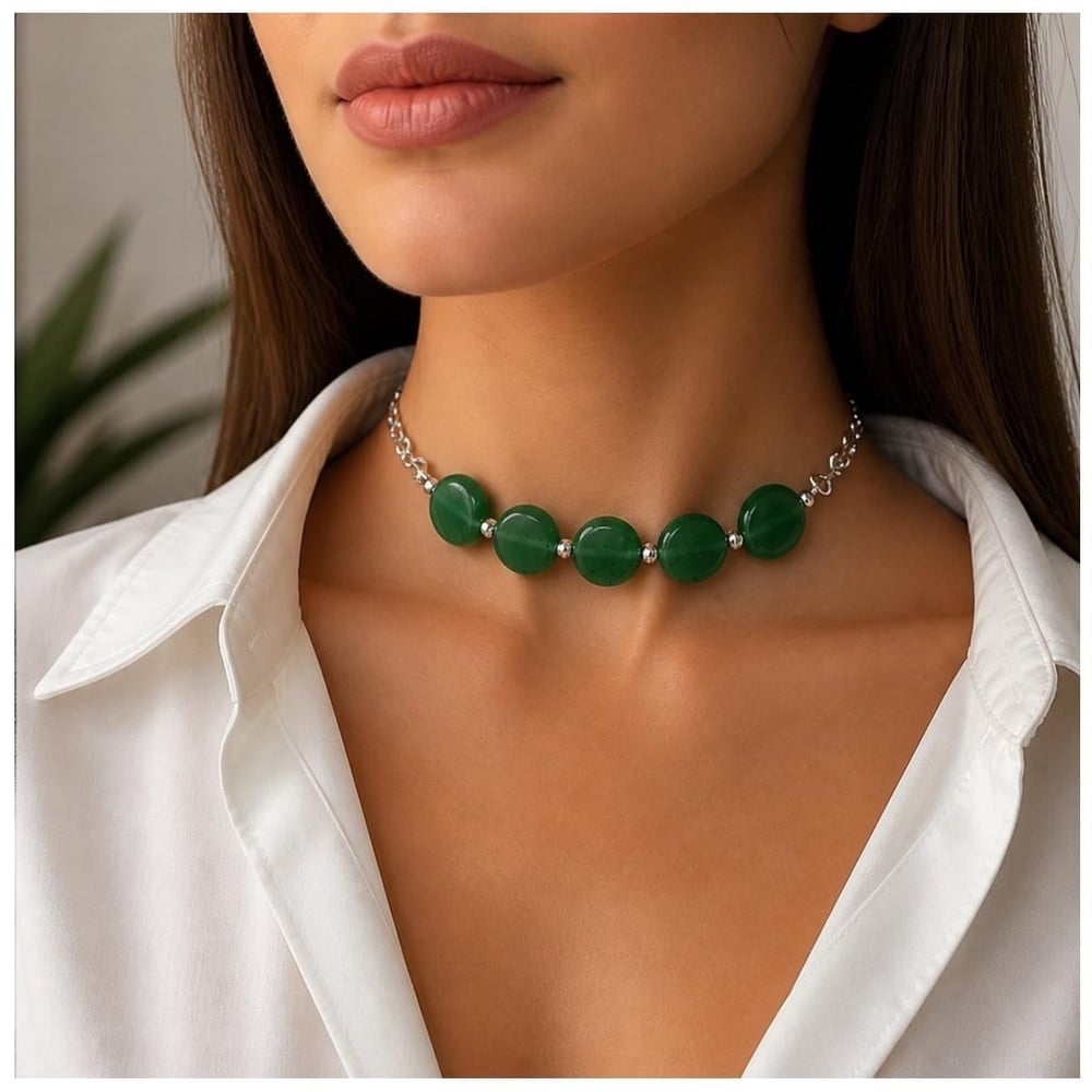 Yeşim Taşı Doğal Taş Kadın Choker