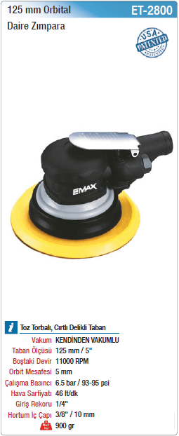 Emax 125Mm Orbital Daire Zımpara