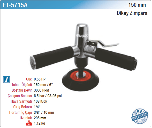 Emax 150Mm Dikey Zımpara