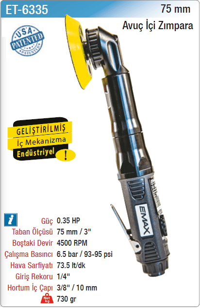 Emax 75Mm Avuç İçi Zımpara