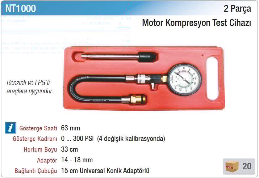 Nt Tools 2 Parça Motor Kompresyon Test Cihazı