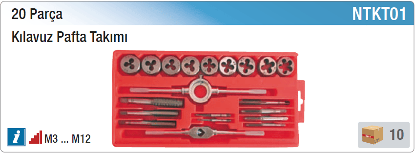 Nt Tools 20 Parça Kılavuz Pafta Takımı