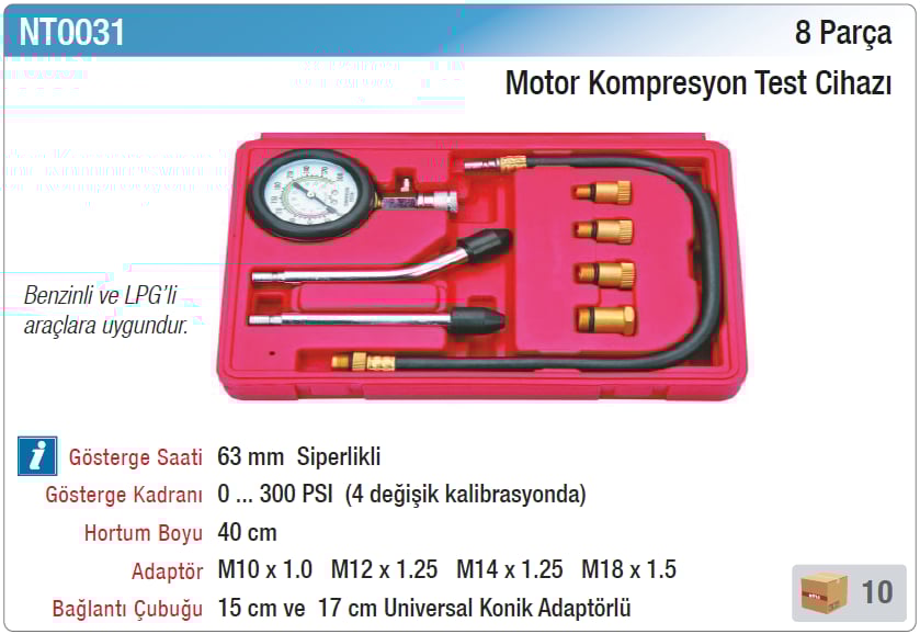 Nt Tools 8 Parça Motor Kompresyon Test Cihazı