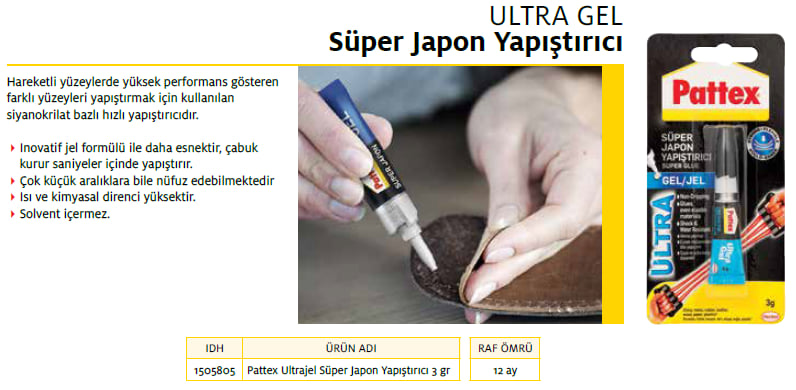 Pattex Ultra Gel Yapıştırıcı 3 G Blister